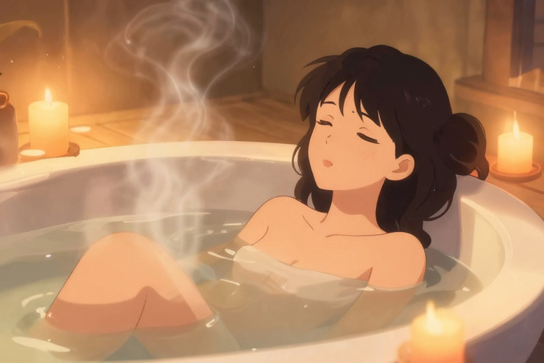 リラックスして呼吸するアナル開発のイメージ——柔らかい光の中でのんびりした表情のイラスト