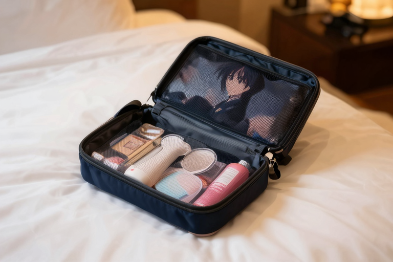 旅行用ポーチとアナニーの持ち物