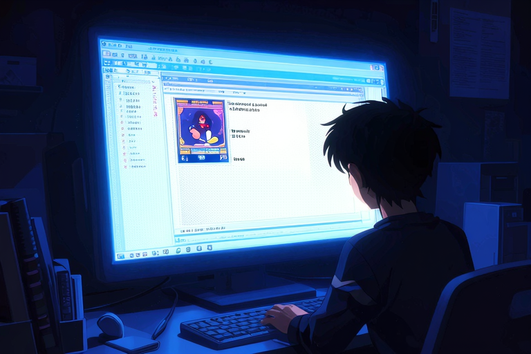 日本のアネロスコミュニティ文化——オンラインフォーラムをイメージしたレトロアニメイラスト