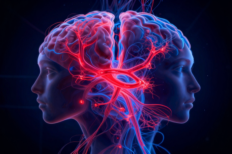 脳内で嫉妬と興奮が交差する抽象的なイメージ