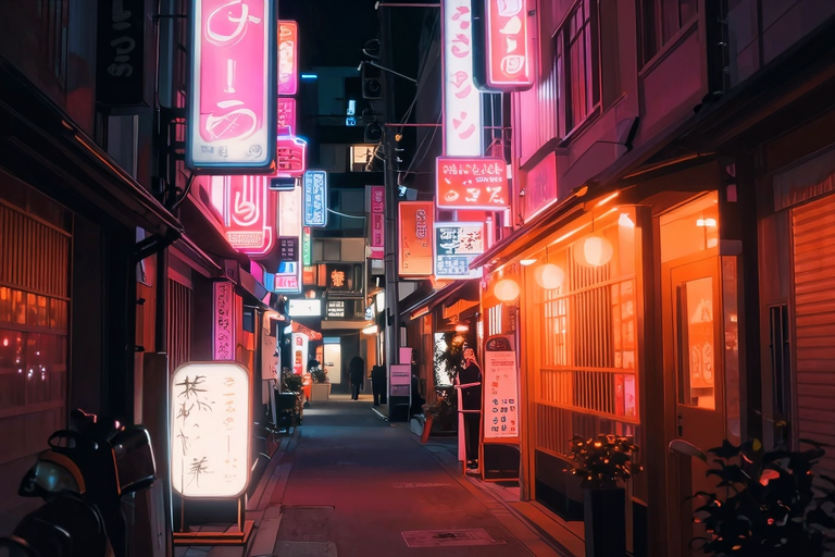 東京の夜、ネオン輝くキャバクラ街のイメージ